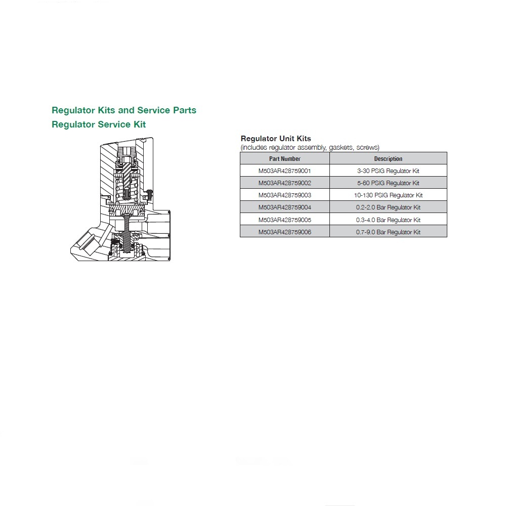 M503AR428759006 NUMATICS/AVENTICS SANDWICH REGULATOR REPAIR KIT<BR>503 SERIES 0.7-9 BAR (10-130 PSI)